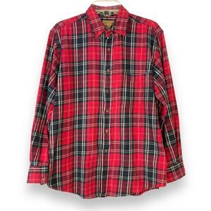VTG Y2k Red Plaid Flannel Shirt Mens L Skater Grunge Retro 90s Faded Glory L/S